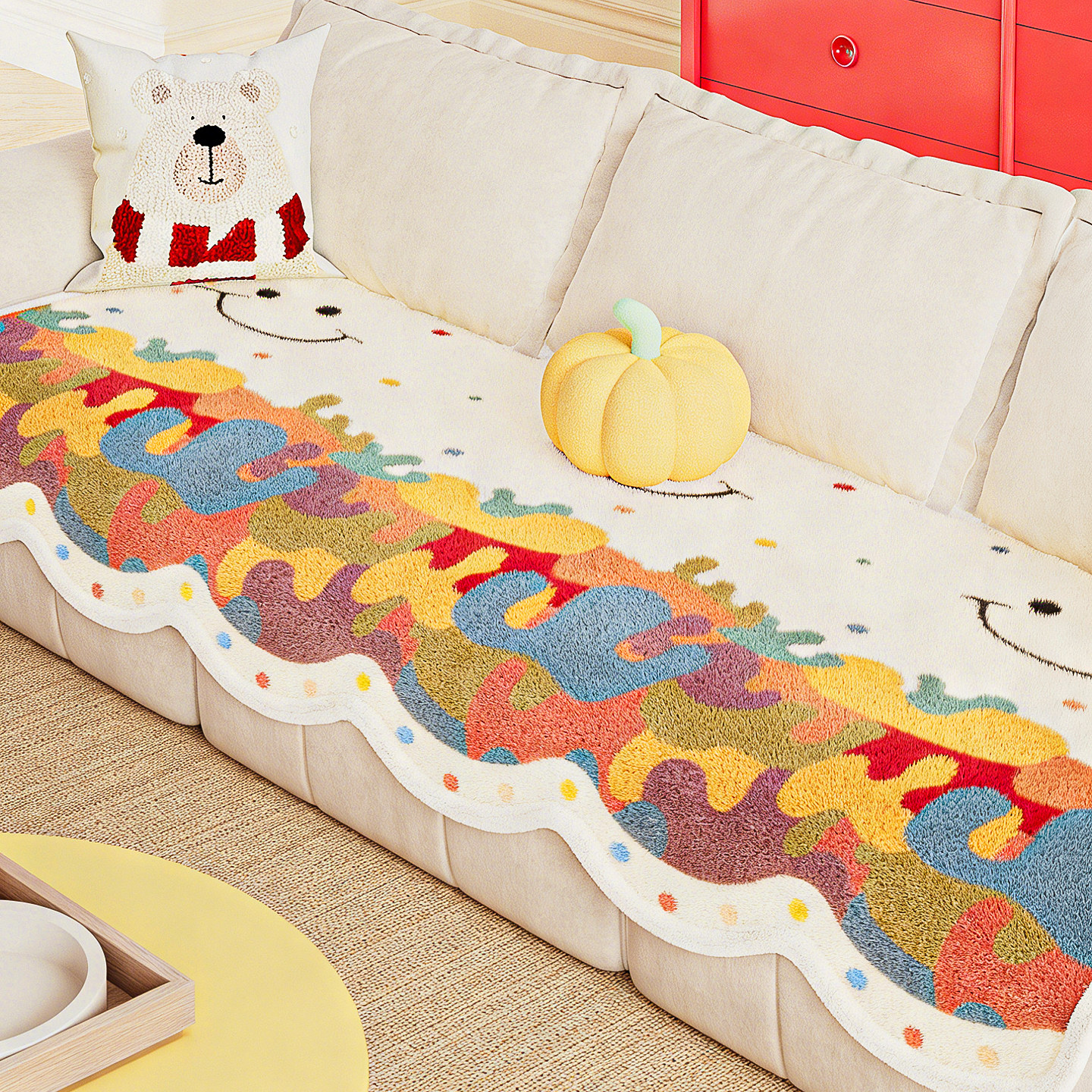 2026新款卡通毛绒冬季沙发垫布轻奢高级感皮沙发垫布一片式防滑,居家布艺,沙发垫,淘宝优惠券,粉丝福利购,淘宝优惠卷