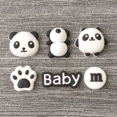 新款熊猫洞洞鞋配饰鞋花配crocs