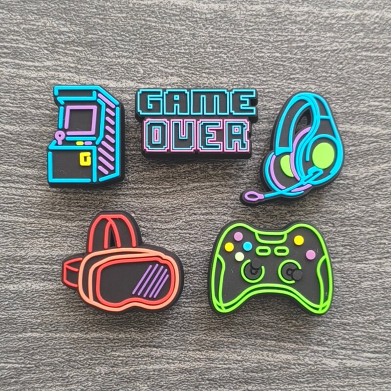 男生个性创意游戏主题洞洞鞋鞋扣手柄耳机VR眼镜洞洞鞋花装饰配件