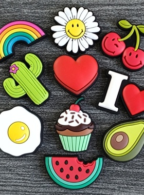 crocs卡骆驰洞洞鞋配饰鞋花 正品经典百搭彩虹鞋扣配件太阳花爱心