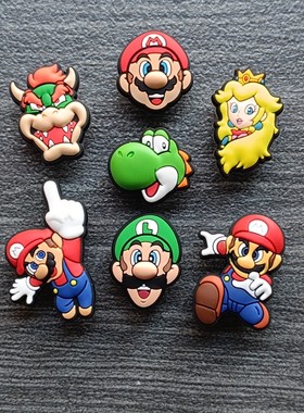 新款crocs洞洞鞋花卡洛驰鞋扣配饰 卡通智必星超级马里奥兄弟玛丽