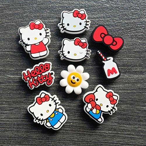 Crocs卡骆驰智必星配件洞洞鞋花卡通可爱KT猫鞋扣kitty蝴蝶结配饰