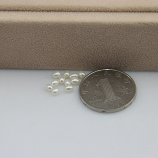 天然淡水小米珠颗粒小米粒散珠2.5-3MM白色无孔裸珠DIY耳钉镶嵌