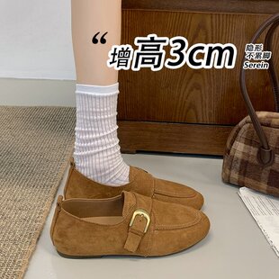 复古磨砂皮乐福鞋女款2026新款秋季轻便百搭豆豆鞋一脚蹬勃肯单鞋