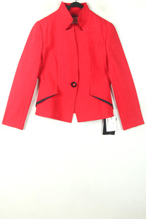 春秋装孤品复古着vintage正红色穆勒风棉麻质地立领西装上衣日本