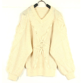 秋冬装 孤品复古古着vintage奶油黄色手工编织蝙蝠袖 套头毛衣