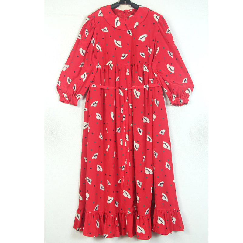 春夏装孤品复古日本中古着vintage苏菲的礼帽红色娃娃裙连衣裙