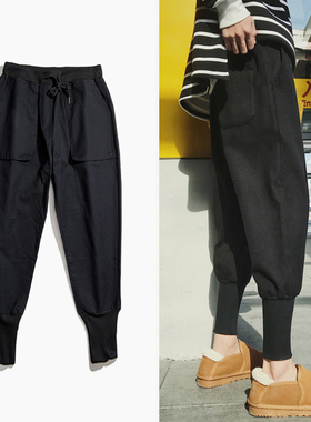 长螺纹束脚裤男高街机能工装裤大码男装休闲裤潮牌胖子小脚哈伦裤