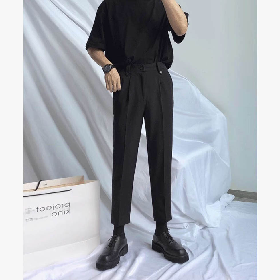 那不勒斯工装西裤巴黎扣九分裤