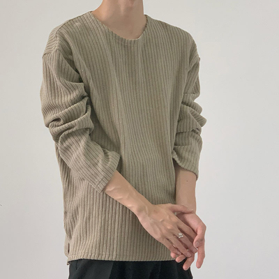慵懒针织质感t恤男软糯透气长袖