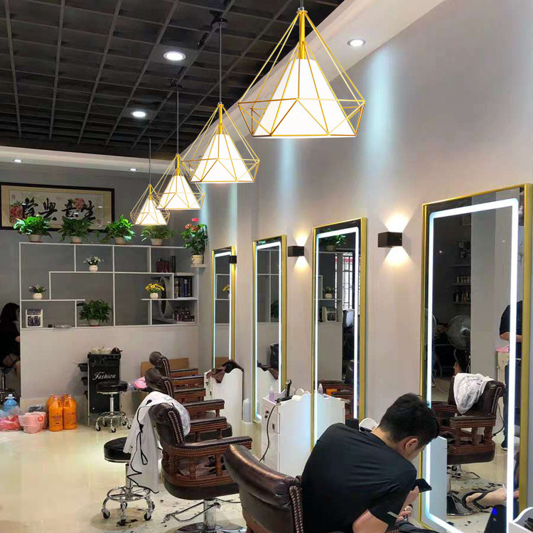 美发专用灯理发店吊灯超亮发廊服装店铺创意个性钻石装饰奶茶灯具_虎窝淘