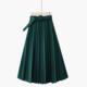 秋冬日系甜美高腰带纯色百褶百搭复古学院显瘦中长款 简约半身裙子