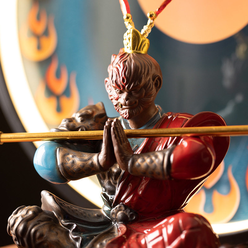 佛魔一念之间孙悟空美猴王齐天大圣斗战胜佛禅意灯圈摆件客厅装饰