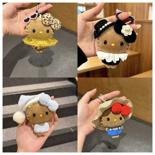 可爱凯蒂猫挂件装饰玩偶挂件挂件kitty黑皮小豆咪喵玩偶钥匙扣