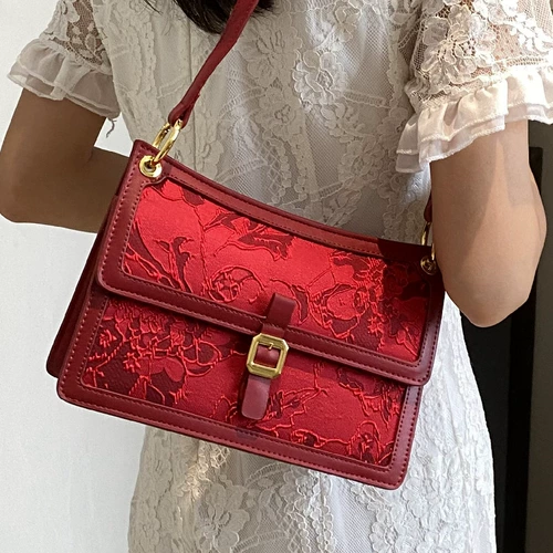 Красная сумка через плечо для невесты, коллекция 2023, китайский стиль, премиум класс