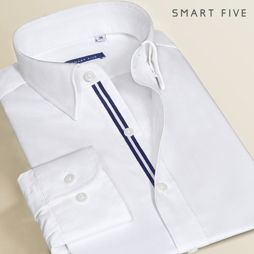 暗扣领撞色设计纯棉免烫顺丰包邮