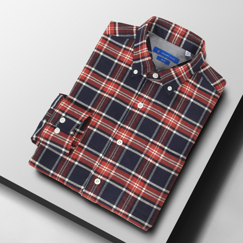 it男格子衬衫春秋款加厚磨毛港风修身格子外套衬衣高级感男装英伦