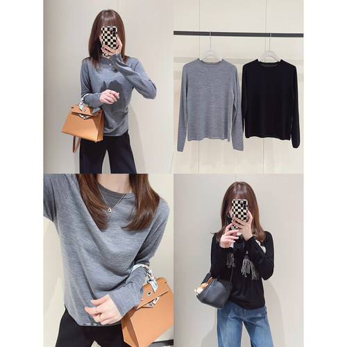 柔软全羊毛圆领打底长袖针织衫