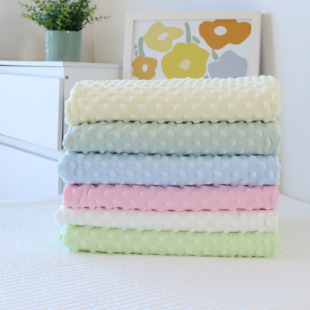 秋冬豆豆绒布料宝宝卡通纯色超柔短绒冲泡婴儿安抚百家被底布面料