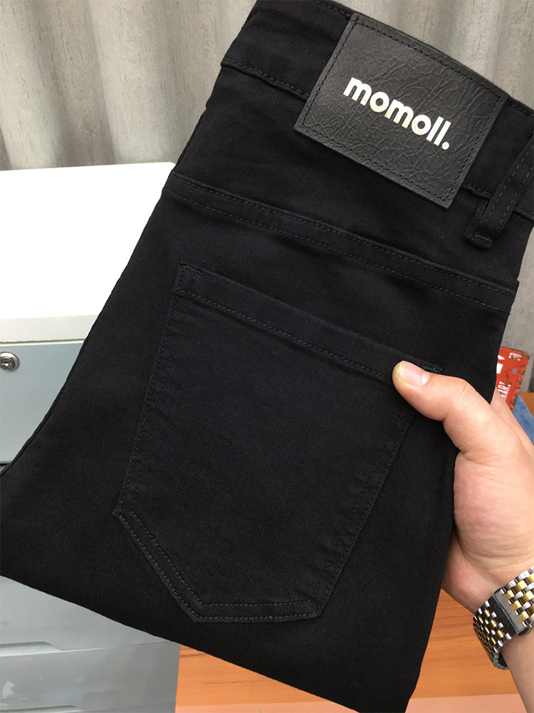 ZERODEGREENORTH 청바지 남성 가을 트렌디 하이엔드 슬림핏 캐주얼 퓨어블랙 9부 팬츠