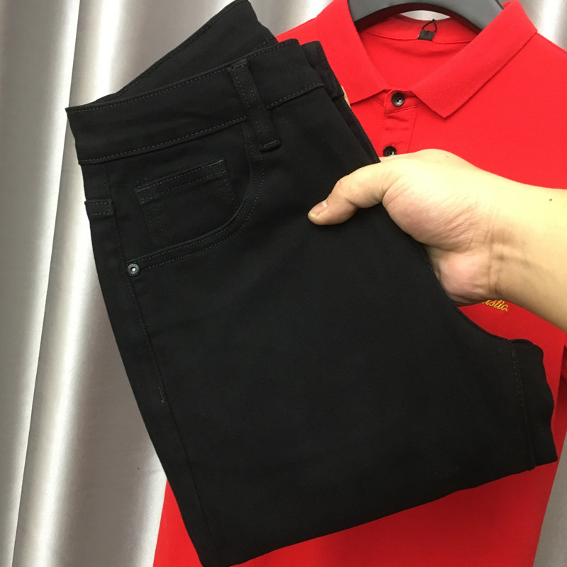 ZERODEGREENORTH  퓨어 블랙 진 남성용 슬림핏 하이엔드 올매치 패션 스트레치 팬츠