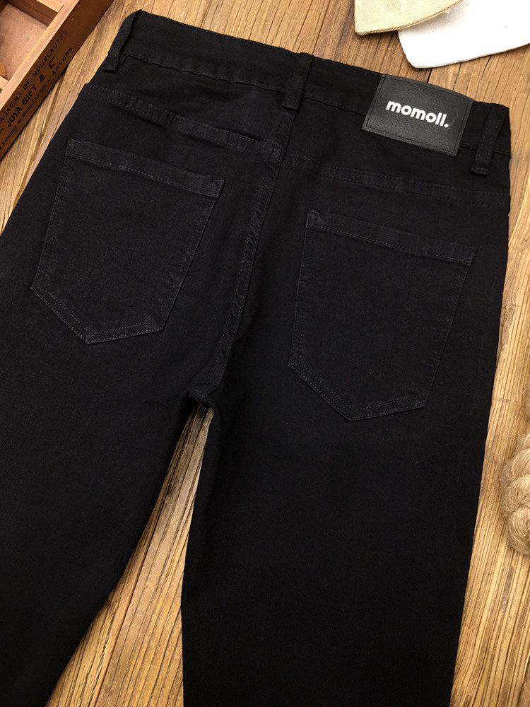 ZERODEGREENORTH 청바지 남성 가을 트렌디 하이엔드 슬림핏 캐주얼 퓨어블랙 9부 팬츠