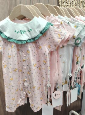 衣拉拉hellodr婴儿衣服夏季0-1岁宝宝连体衣女童短袖纯棉爬服哈衣