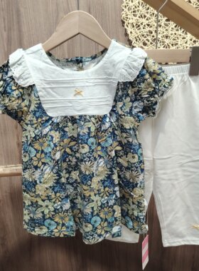 女童套装夏季儿童短袖七分裤两件套宝宝外出洋气两件套小袋鼠希瑞