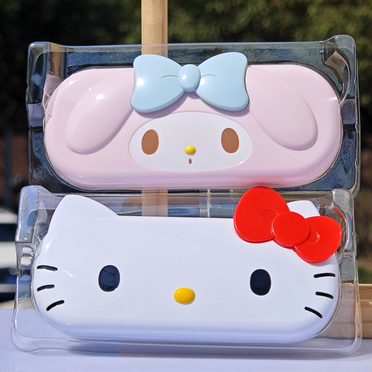 现货日本采购三丽鸥卡通造型眼镜盒老花镜近视眼镜收纳盒便携抗压