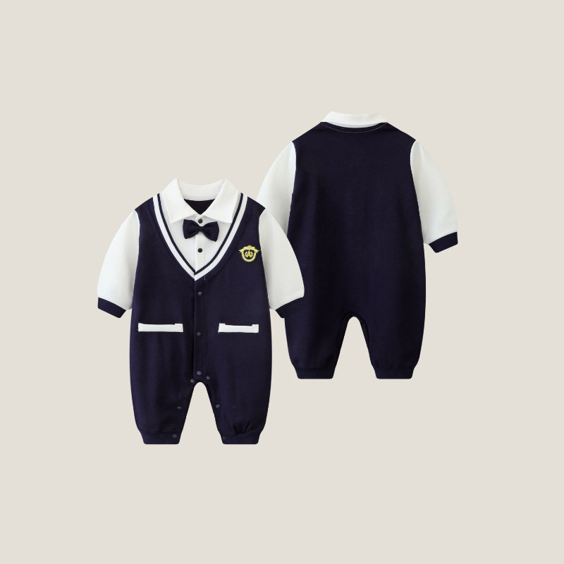 婴儿衣服春装男宝宝连体衣一周岁礼服生日抓周宴满月百天绅士哈衣