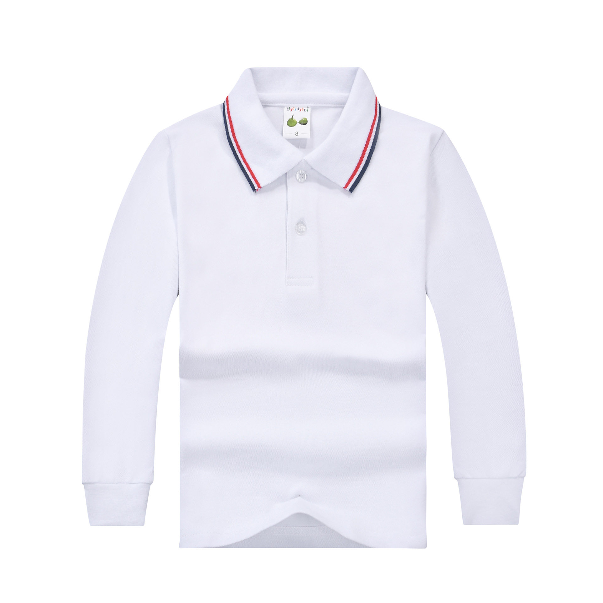 儿童polo衫男童白t恤长袖纯棉宝宝翻领T体恤加绒厚白色女童打底衫