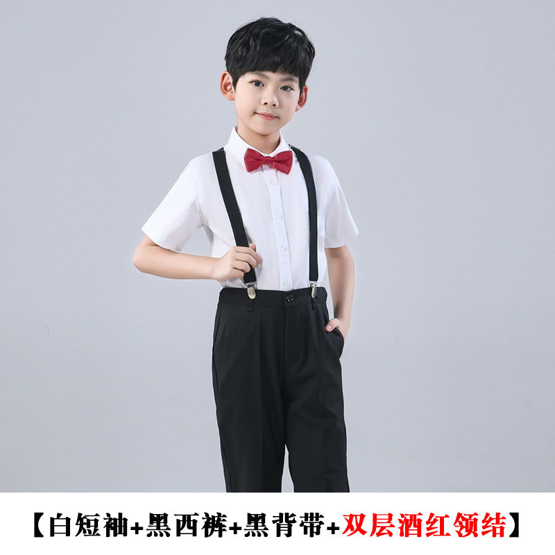 男童礼服套装白衬衫黑裤子
