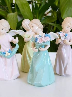 欧式小天使捧花姑娘摆件女孩娃娃家居装饰摆设客厅酒柜书柜装饰品