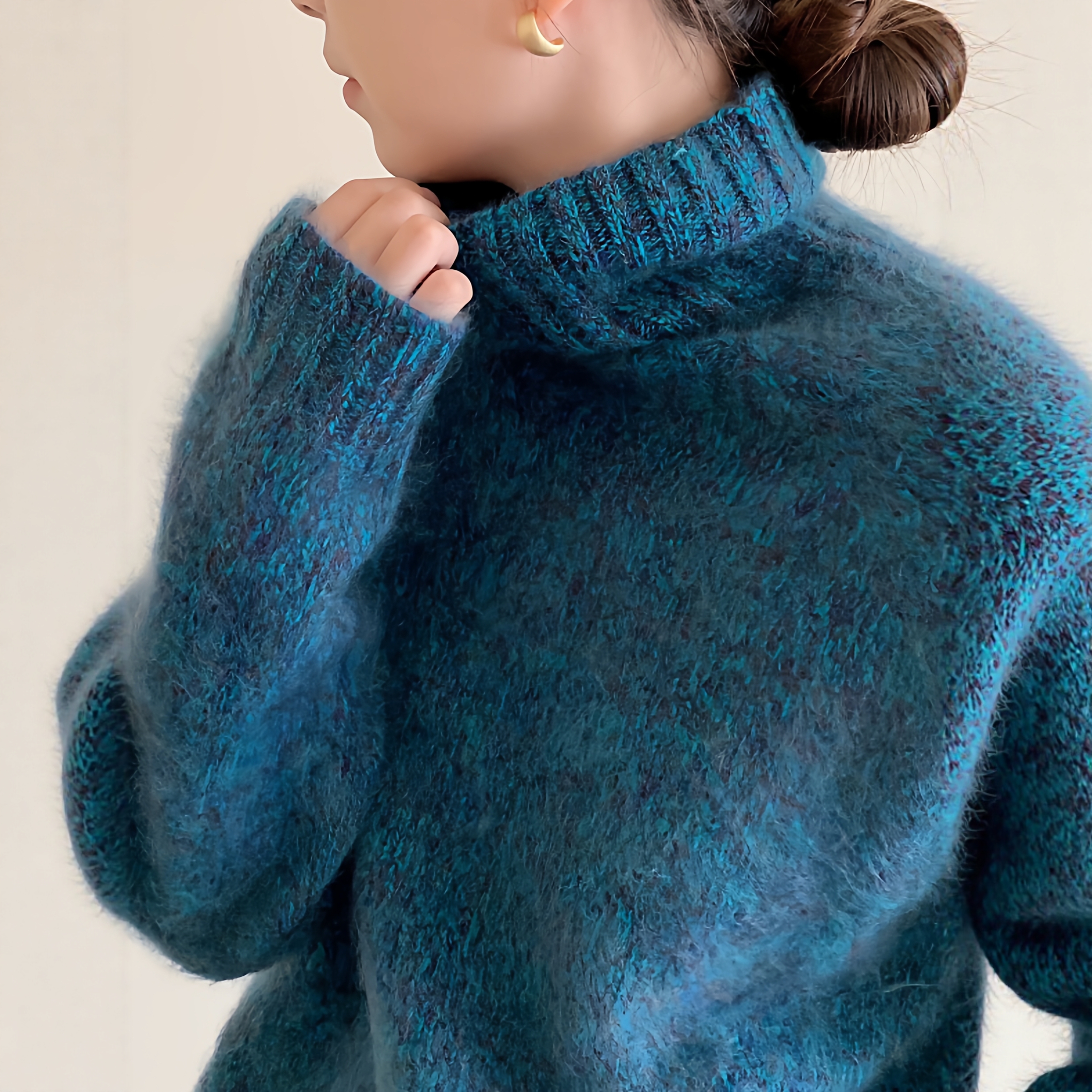 羊绒拉绒衫立领毛衣加厚款打底衫