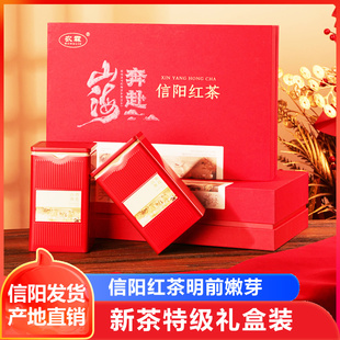 红茶信阳红茶2025新茶明前特级嫩芽礼盒装茶叶红茶浓香型春茶250g