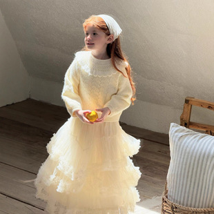 2025秋季新款童装韩版儿童网纱层层半身长裙温柔系百搭儿童