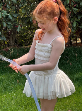 2025夏季女童芭蕾舞网纱吊带裙 女童连档泳衣 可外穿泳衣公主裙