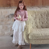 韩版 花边打底T恤长袖 春季 2026春夏新款 女童打底衫 洋气上衣