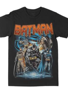 蝙蝠侠超级英雄Batman美式复古印花圆领短袖男女同款潮流潮牌T恤