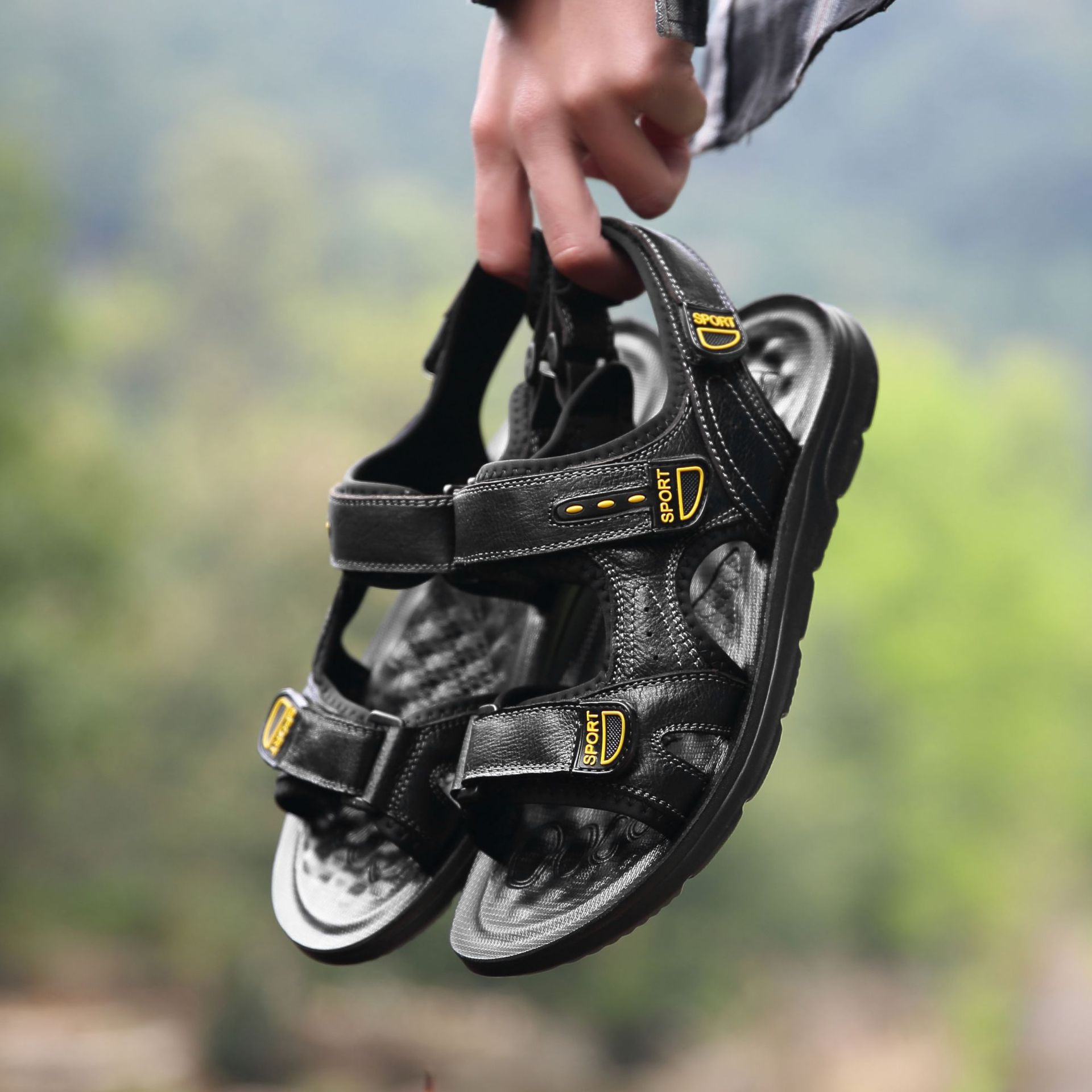 夏季凉鞋休闲魔术贴康复鞋易穿脱