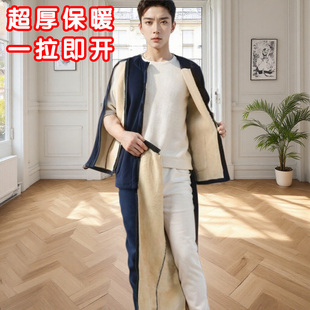 护理服PICC置管透析骨折穿的衣服专用偏瘫病号服老人加厚保暖睡衣