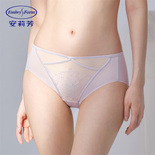 安莉芳专柜新品细带交叉蕾丝女士三角裤轻薄透气中腰包臀性感内裤
