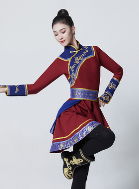 蒙古舞蹈表演服女新款少数民族成人艺考舞台演出服装蒙族舞练功服