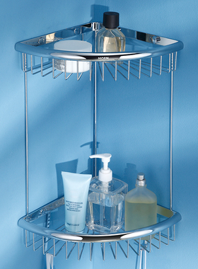 摩恩浴室双层三角篮置物架洗澡沐浴露墙角收纳篮子五金挂件90104