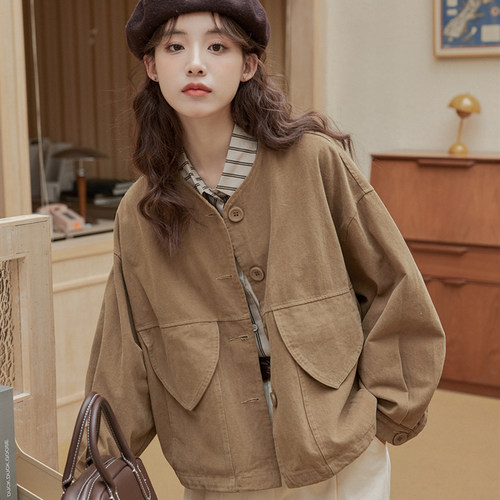 圆领外套休闲夹克女款春秋新款