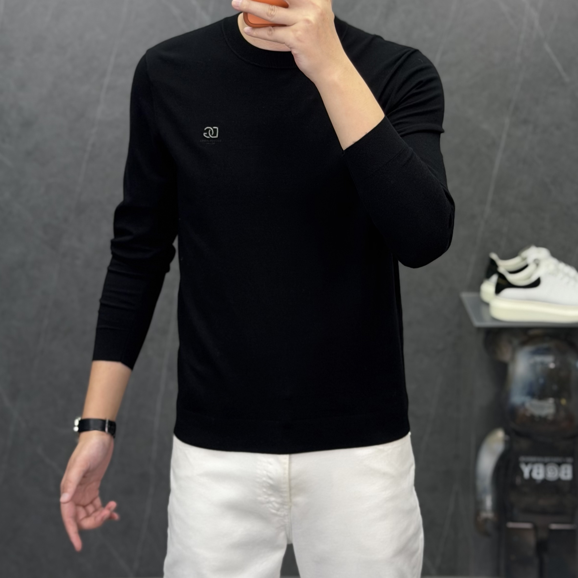 欧货潮牌秋冬男士圆领长袖毛衣