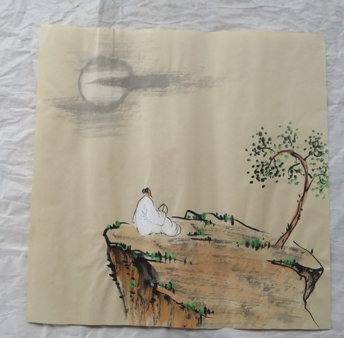 特价禅意人物手绘小品背景墙水墨国画客厅玄关装饰挂画HE10229015