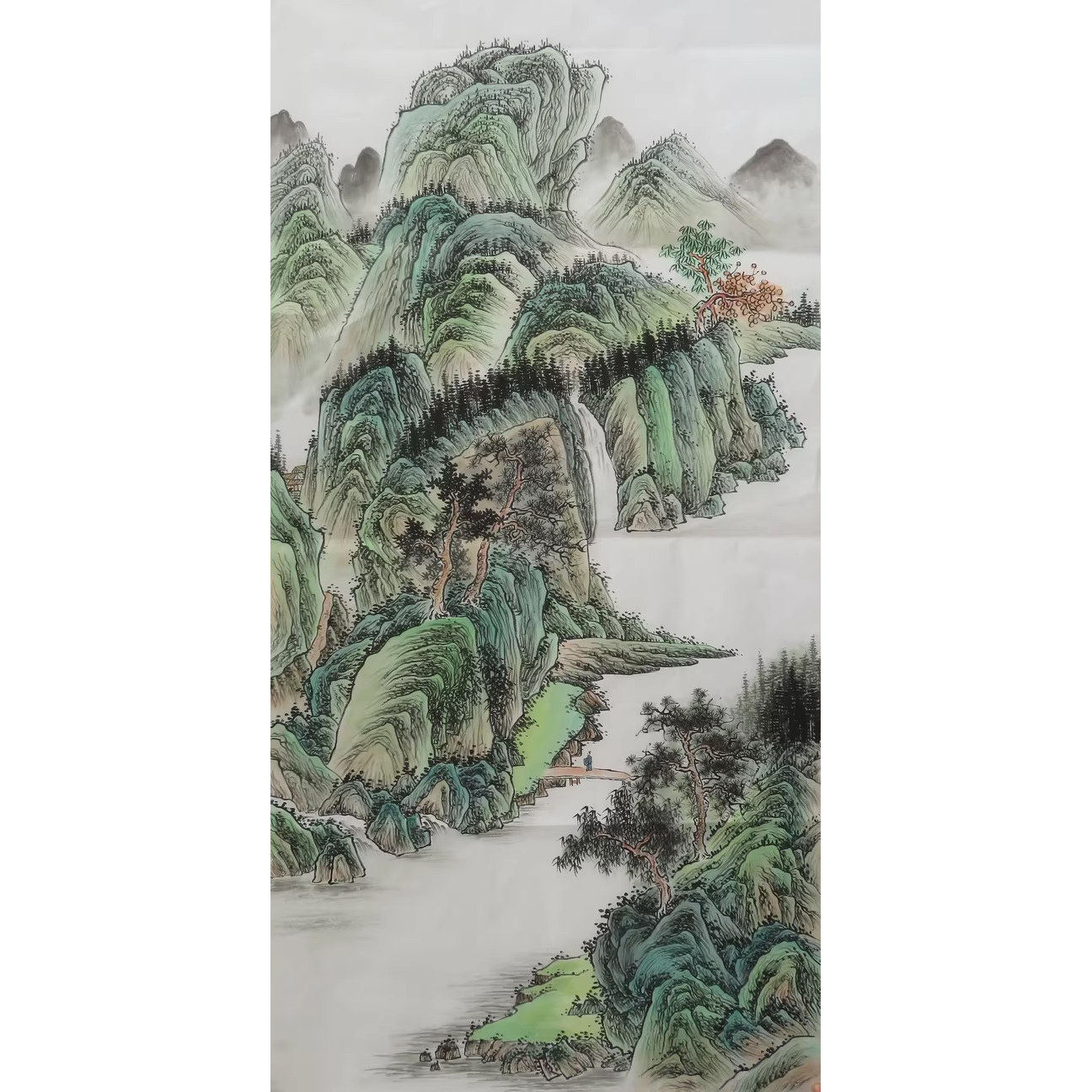 手绘精品特价国画山水画四尺中堂风景画办公室装饰字画HJ2071303