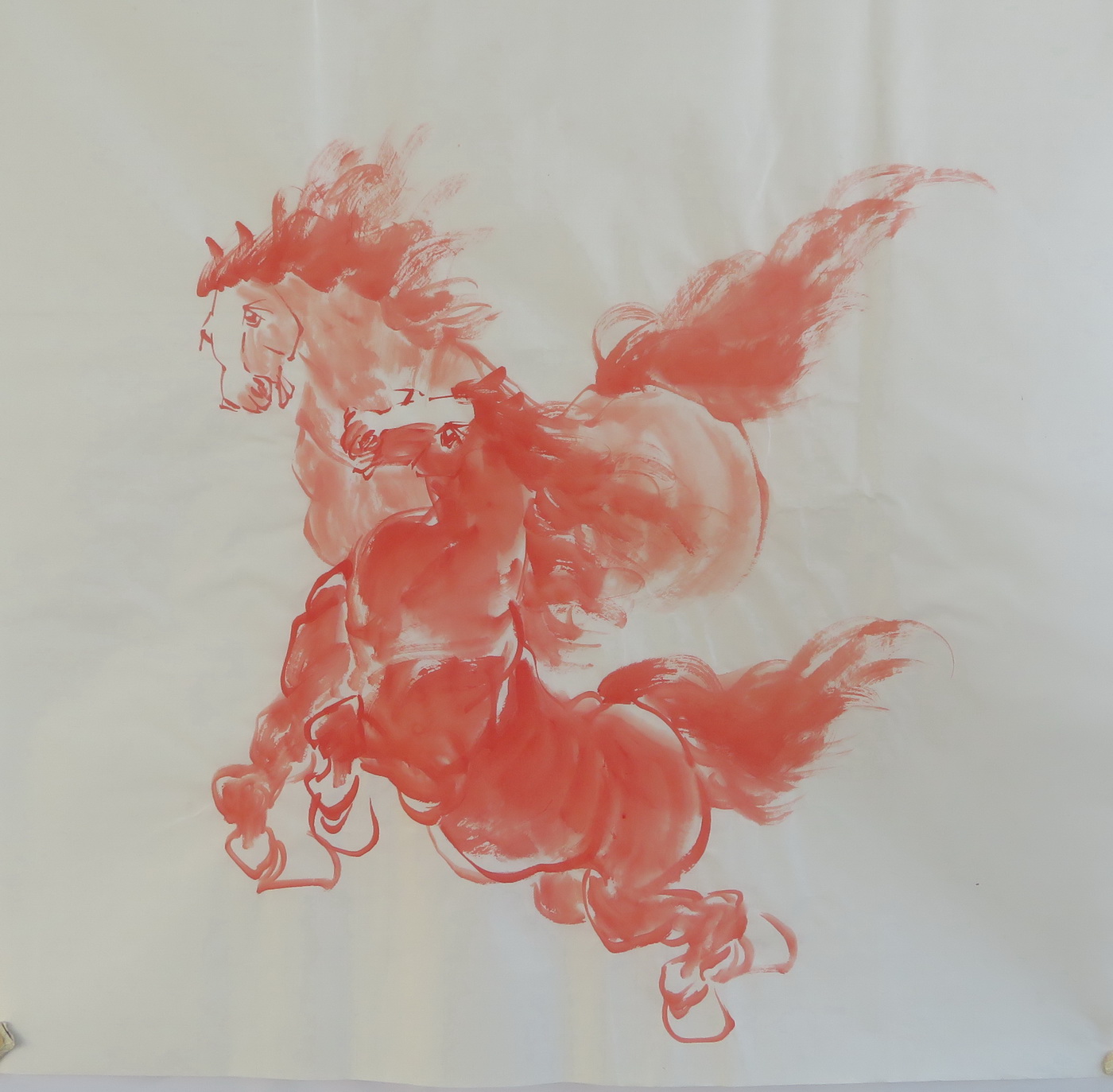 全手绘水墨国画骏马作品装饰特价四尺斗方字画客厅挂画hy91013044