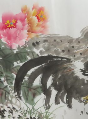 花鸟国画客厅装饰字画手绘三尺公鸡大吉大利特价水墨画HF90702093